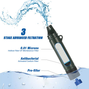 Water Filter with Straw and Water Bag