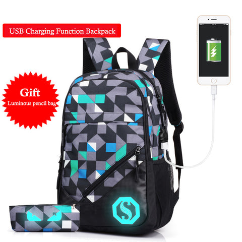 3-in-1 Luminous with USB Charging Backpack